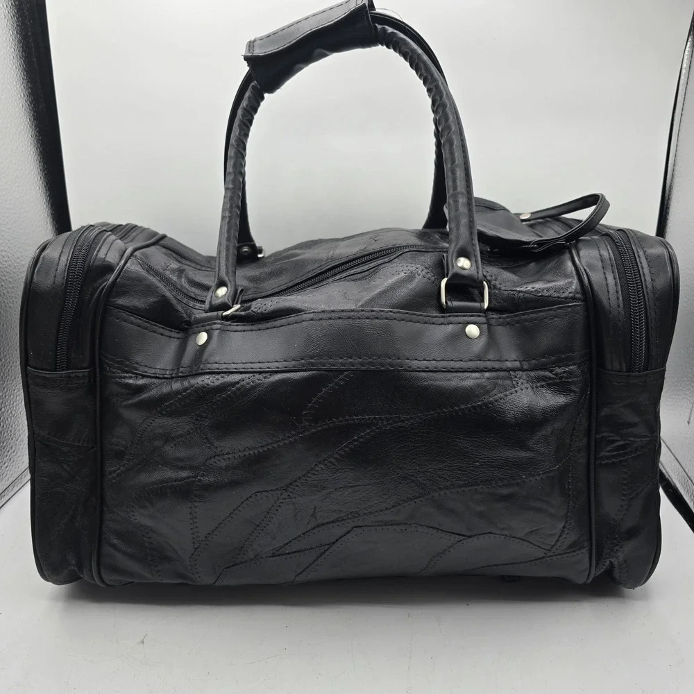 Bon Jovi Black Leather Duffel Bag Carry-On Travel Overnight Heart & Dagger Logo